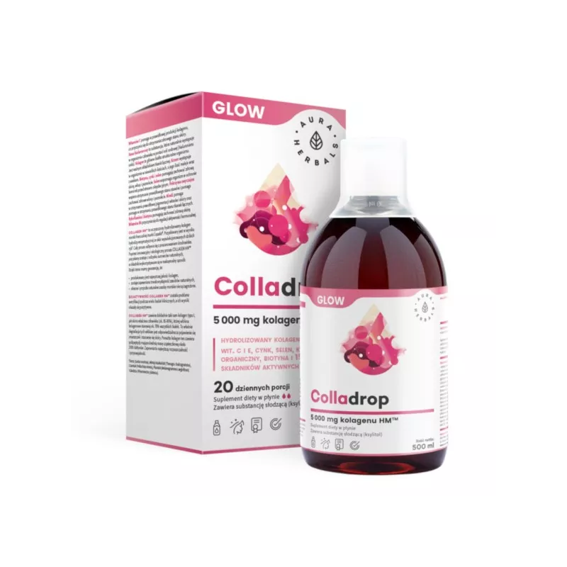 Colladrop Glow, kolagen morski 5000 mg, płyn 500 ml